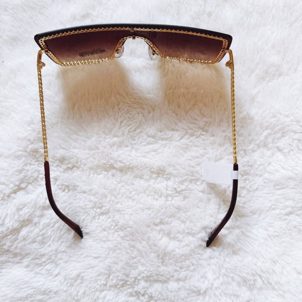 Christine Brown Chain Oversized Shield Sunglasses - Picture 10 of 12